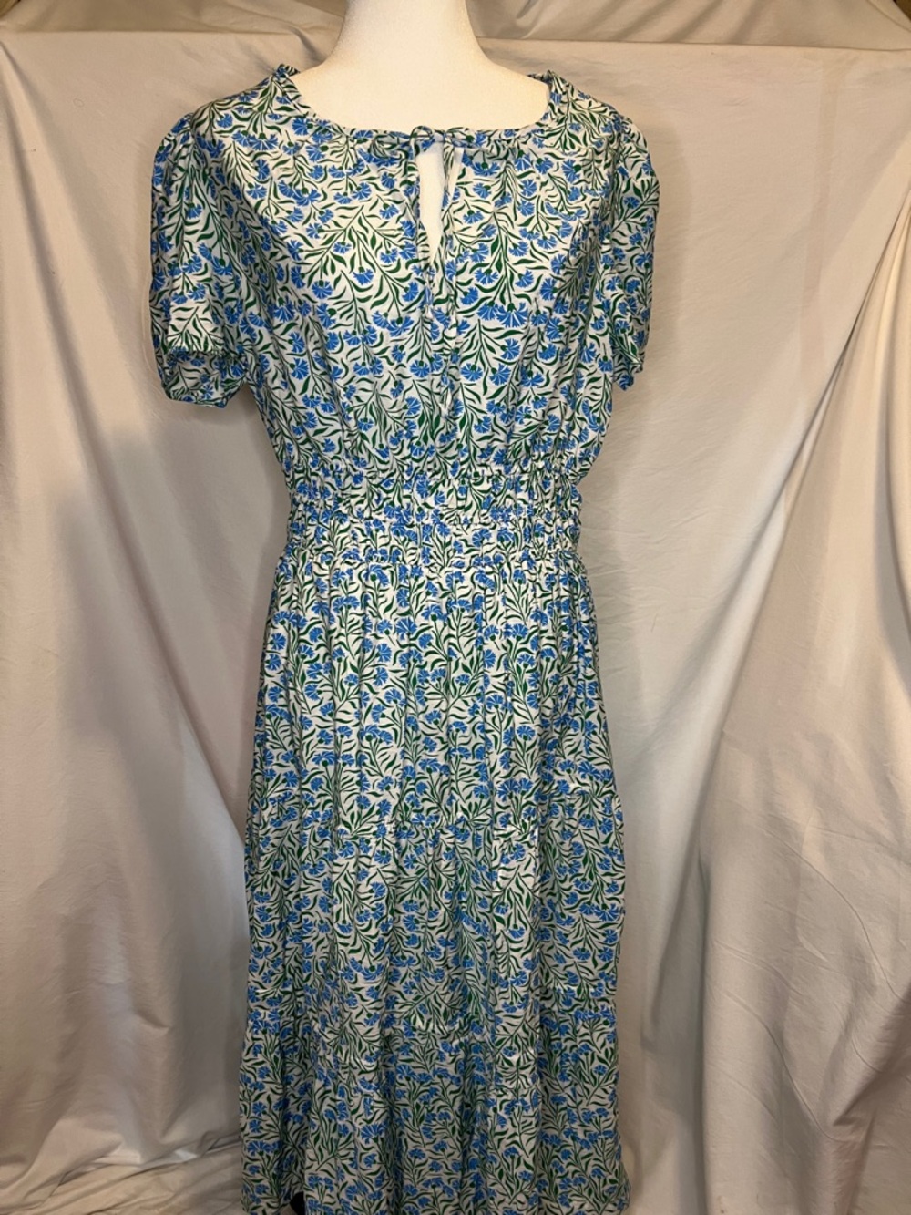 Angels Blue, Green and White Floral Midi Dress